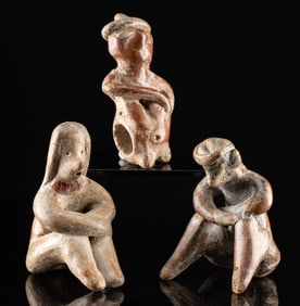 Three Pre-Columbian Colima Pottery Effigy Figures