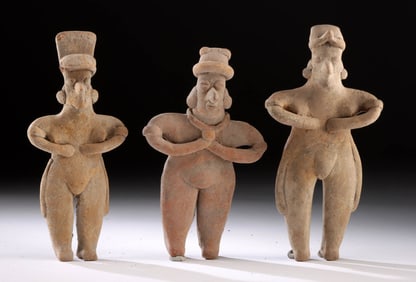 Three Colima Pottery Standing Nude Female Figures