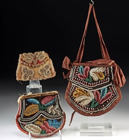 19th C. Iroquois Beaded Textile Purses (3)