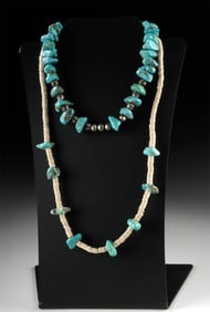 Two Native American Pueblo & Navajo Turquoise Necklaces
