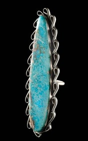 Huge Native American Navajo Turquoise & Brass Ring