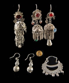 5 Assorted Silver Earrings & 8K Gold Delta Zeta Pin