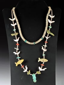 Two Pueblo Heishi & Fetish Bead Necklaces
