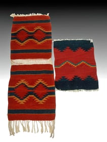 20th C. Mexican Woven Wool Runners, Navajo Stye Motifs