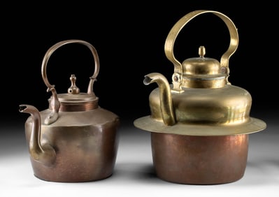 19th C. Dutch & English Copper & Brass Kettles