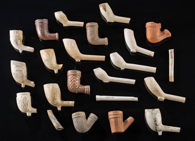 19th C. European Clay Smoking Pipe Bowls (22 pcs)