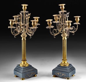 Early Brass Candelabras (from Mantle Garniture)