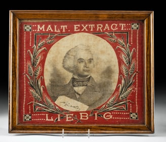 Antique European Silk Liebig Malt Extract Handkerchief