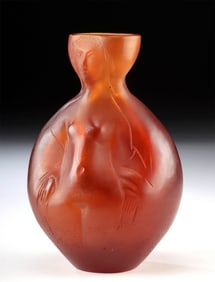 Pierre Roulot Daum France Pate de Verre Figural Vase