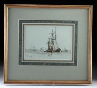 Charles W. Fothergill Watercolor -"Thames Near Grays"