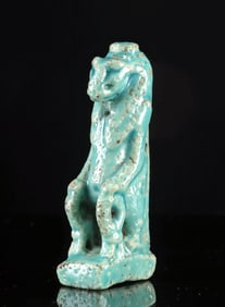Egyptian Faience Tawaret Amulet w/ Sa-Symbols