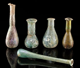 Five Roman Glass Unguentaria