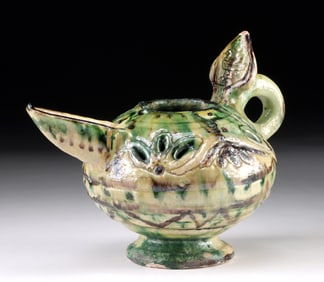 11th C. Seljuk Glazed Pottery Oil Lamp