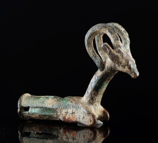 Ancient Luristan Leaded-Bronze Ibex Whetstone Handle