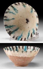 13th C. Islamic Kashan Sgraffito Pottery Bowl