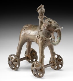 Indian Brass Elephant & Rider Temple Offering / Toy