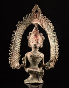 Indian Orissa Bronze Seated Deity