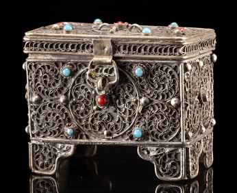 Tibetan Buddhist Brass Ritual Prayer Box Gau