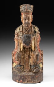 16th C. Chinese Ming Wood Figure of Divine Official