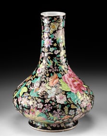 Chinese Enamel Millefleurs Porcelain Vase / Lamp Base
