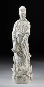 Large Chinese Porcelain Blanc d Chine Statue of Guanyin
