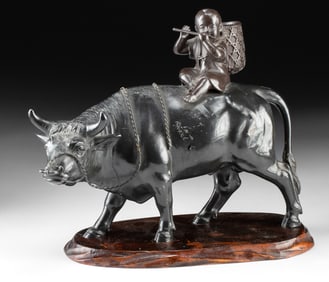 19th C. Japanese Lead Censer - Child on Water Buffalo