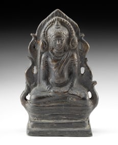 Small Thai Cast Brass Seated Buddha Statue