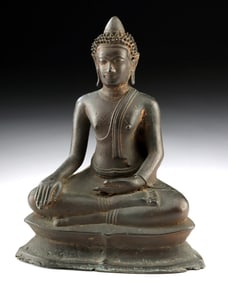 20th C. Burmese Brass Seated Buddha Statue