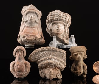 Five Mexican Pre-Columbian Pottery Heads