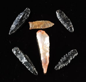 Archaic / Woodlands Chert & Obsidian Points (6)