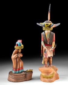 Two Hopi Wood Kachina Sculptures by John Poleahla