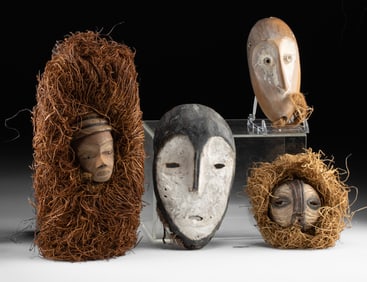 Four African Luba & Lega Miniature Wood Masks