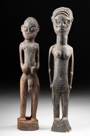 Two African Chokwe & Baule Wood Fertility Figures
