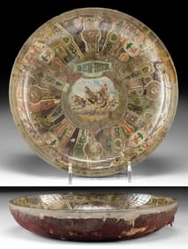 1880s Cigar Label Decoupage Glass Bowl, Ben-Hur Brand