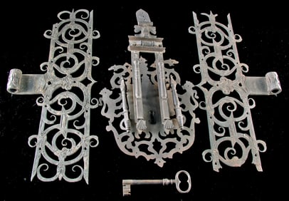 18th C. Austrian Openwork Iron Door Hardware