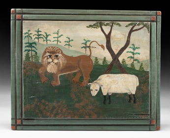 E. Adele Schluge Painting - Lion & Lamb Allegory