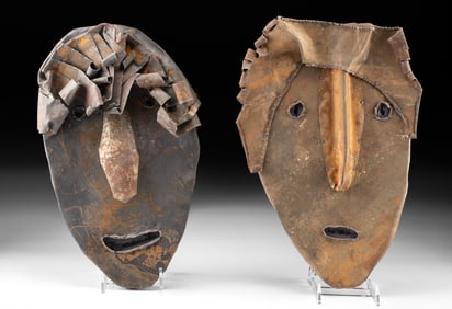 2 Jerry Coker Metal & Wood Masks - "Sambo" & "Time"