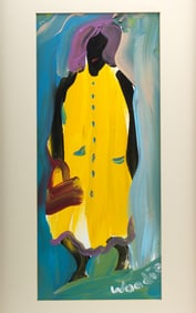 American Folk Art - Woodie Long Painting of a Woman