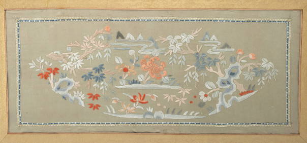 Framed Chinese Silk Embroidery Panel of Landscape (1 of 3)
