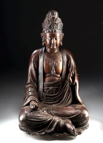 Exquisite Qing Dynasty Wood Figure Mahasthamaprapta (Daishizhi)