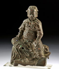 Chinese Ming Bronze Statue of Deified General Guan Yu