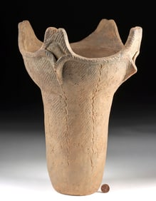 Ancient Japanese Jomon Cord-Marked Terracotta Vessel