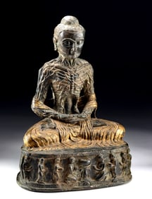 19th C. Burmese Gilt Bronze Emaciated Buddha