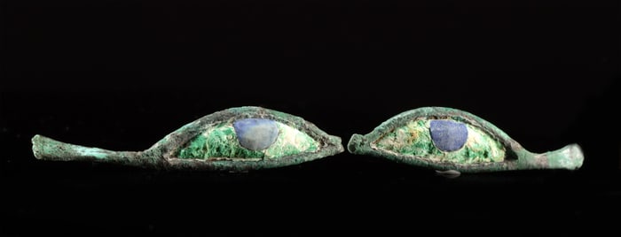 Egyptian Bronze / Shell Inlaid Eyes (from Sarcophagus Mask)