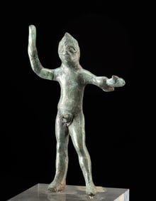 Etruscan Bronze Nude Hercle w/ Club and Lion Hide