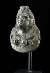 Roman Bronze Protome of a Goddess - Diana or Wood Nymph