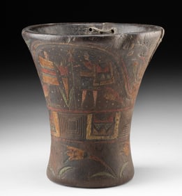 Inca Post-Conquest Polychrome Painted Wood Kero