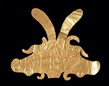 Calima Gold Headdress Ornament of Anthropomorphic Face