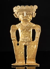 Choice Quimbaya Electrum Gold Figural Pendant, 48 grams