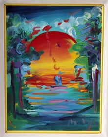 Peter Max Painting "A Better World Version IX"  (1991)